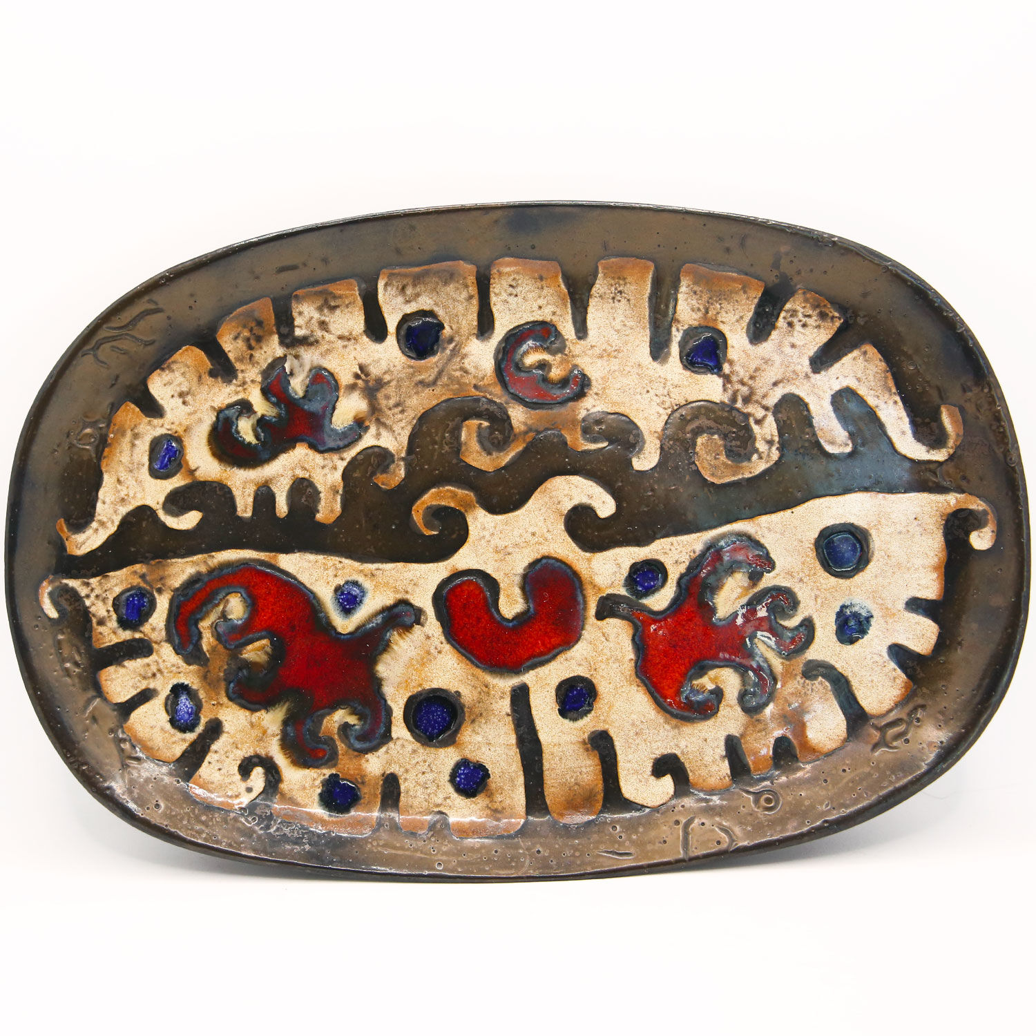 Brutalist ceramic dish Perignem from the 60s / 70s