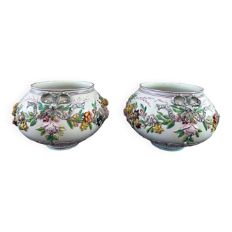 Paire de cache pot en faience