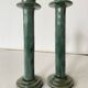 Set de 2 bougeoirs vert foncé, céramique émaillée