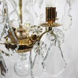 Lustre en laiton et pampilles polies de France vers les années 1920
