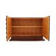 Italian Brutalist Hand-Carved Oak Wood Sideboard with Sculptural Studded Do
