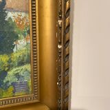 Old painting, landscape of a Swiss lake, signed A Bezencon, dated 1921