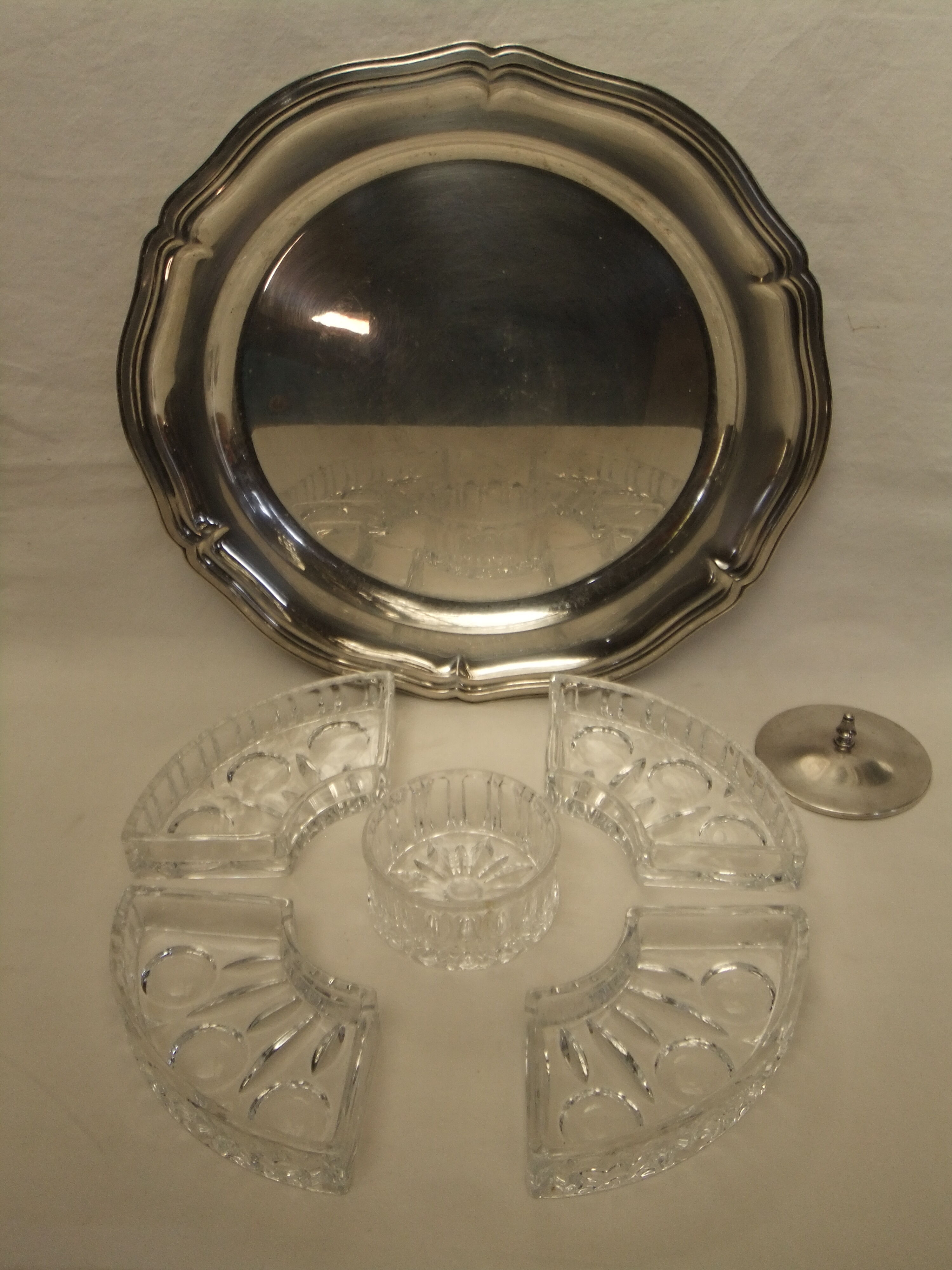 Table service silver metal crystal art deco top