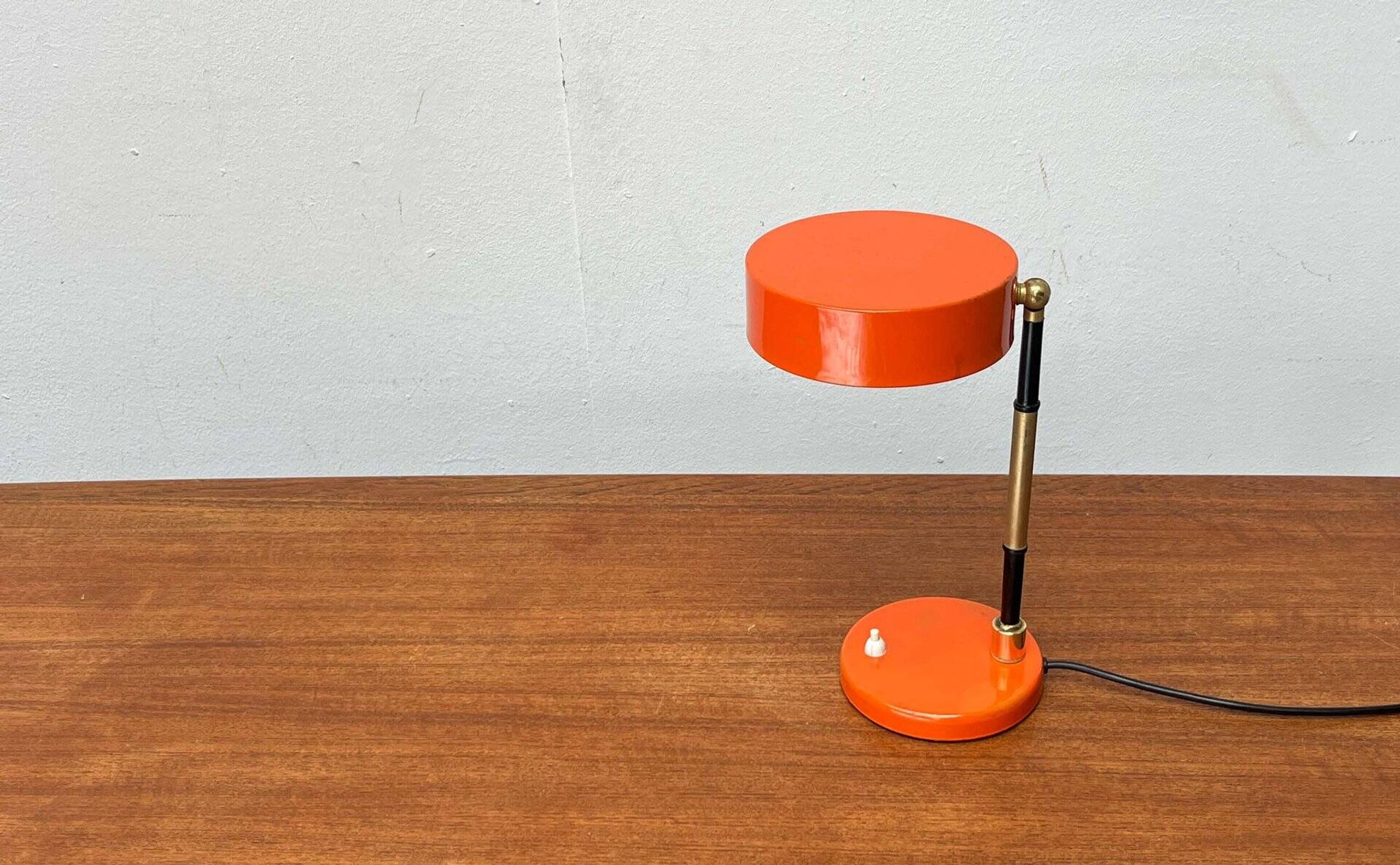 Mid-century minimalist orange table lamp, Italy, 1960s.