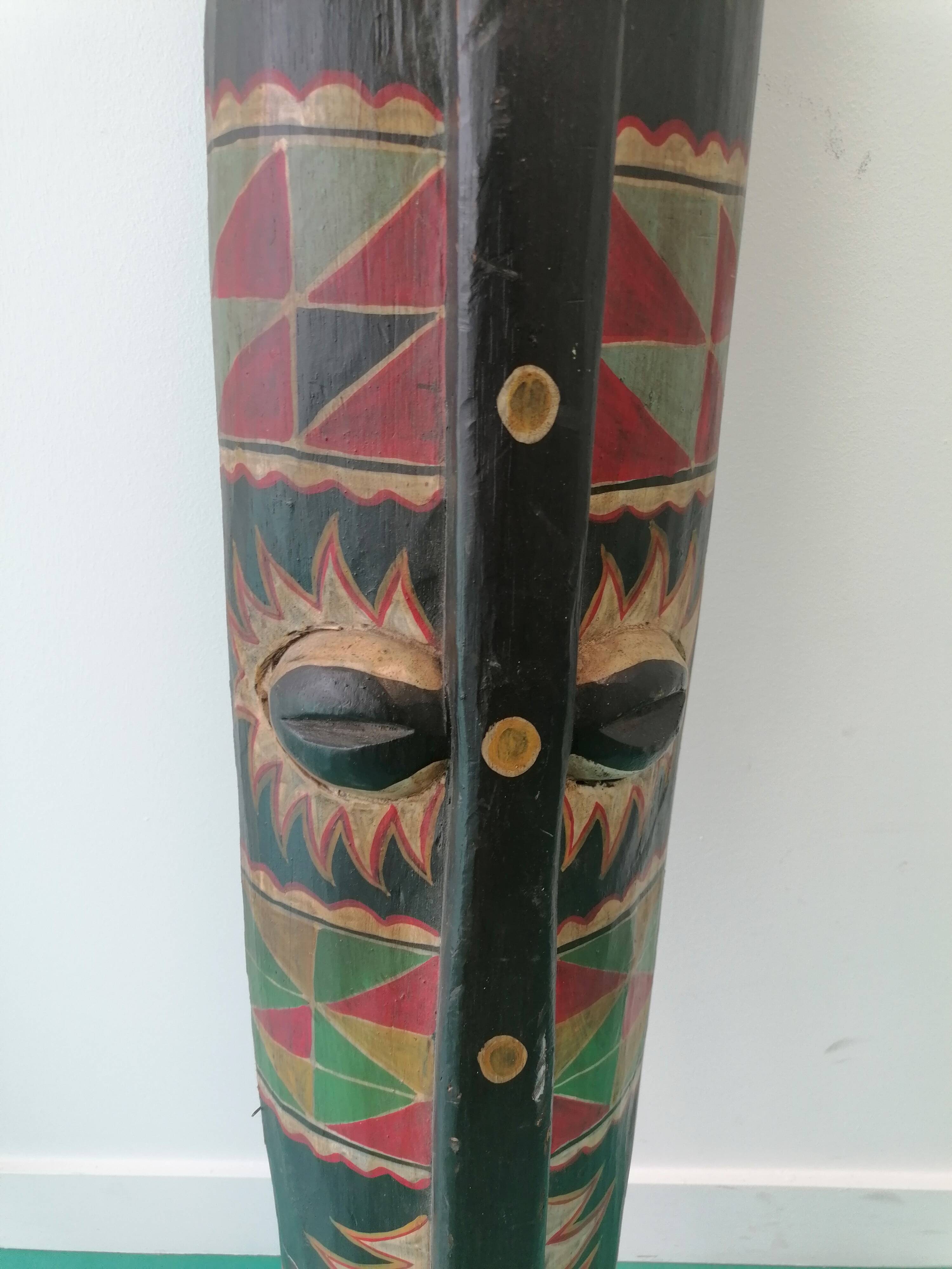 Large Hand Painted Carved Wooden Tribal Wall Mask 98cm