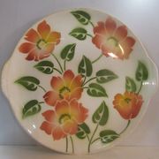 Vintage orange and green ceramic pie dish orchies moulin au loups