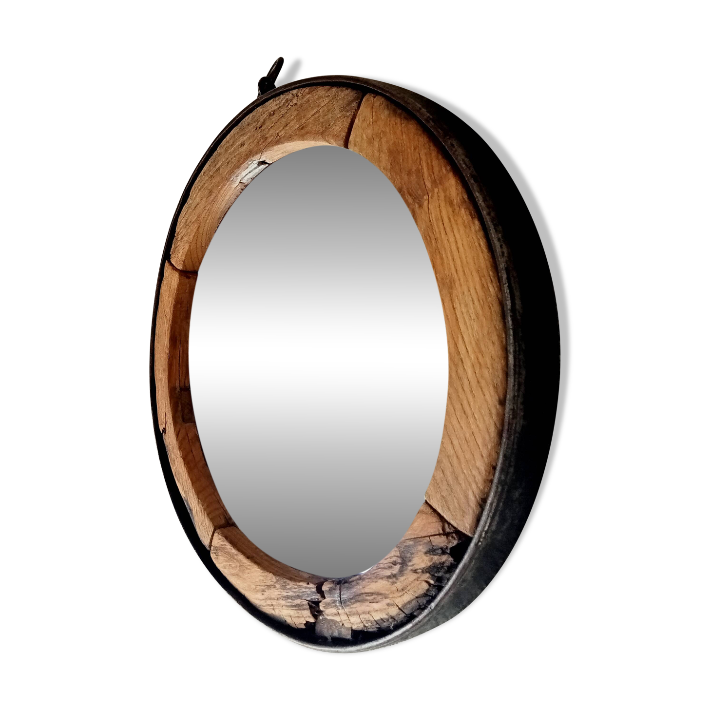 Miroir ancien brutaliste en fer forgé DLG Jean Touret