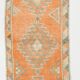 Tapis Kilim Vintage Orange et Beige, Motifs Géométriques Anatoliens