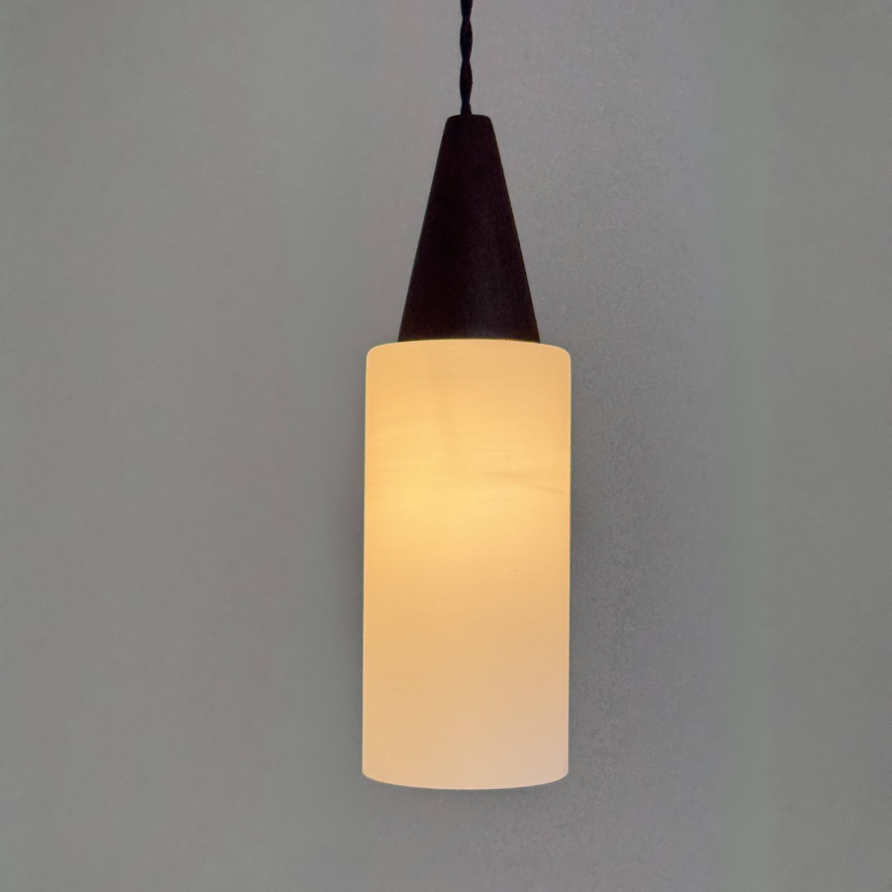 Pair of vintage scandinavian opaline suspensions