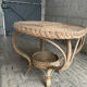 Table d'appoint vintage en rotin et osier tressé