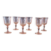 6 vintage Rosaline stemmed glasses