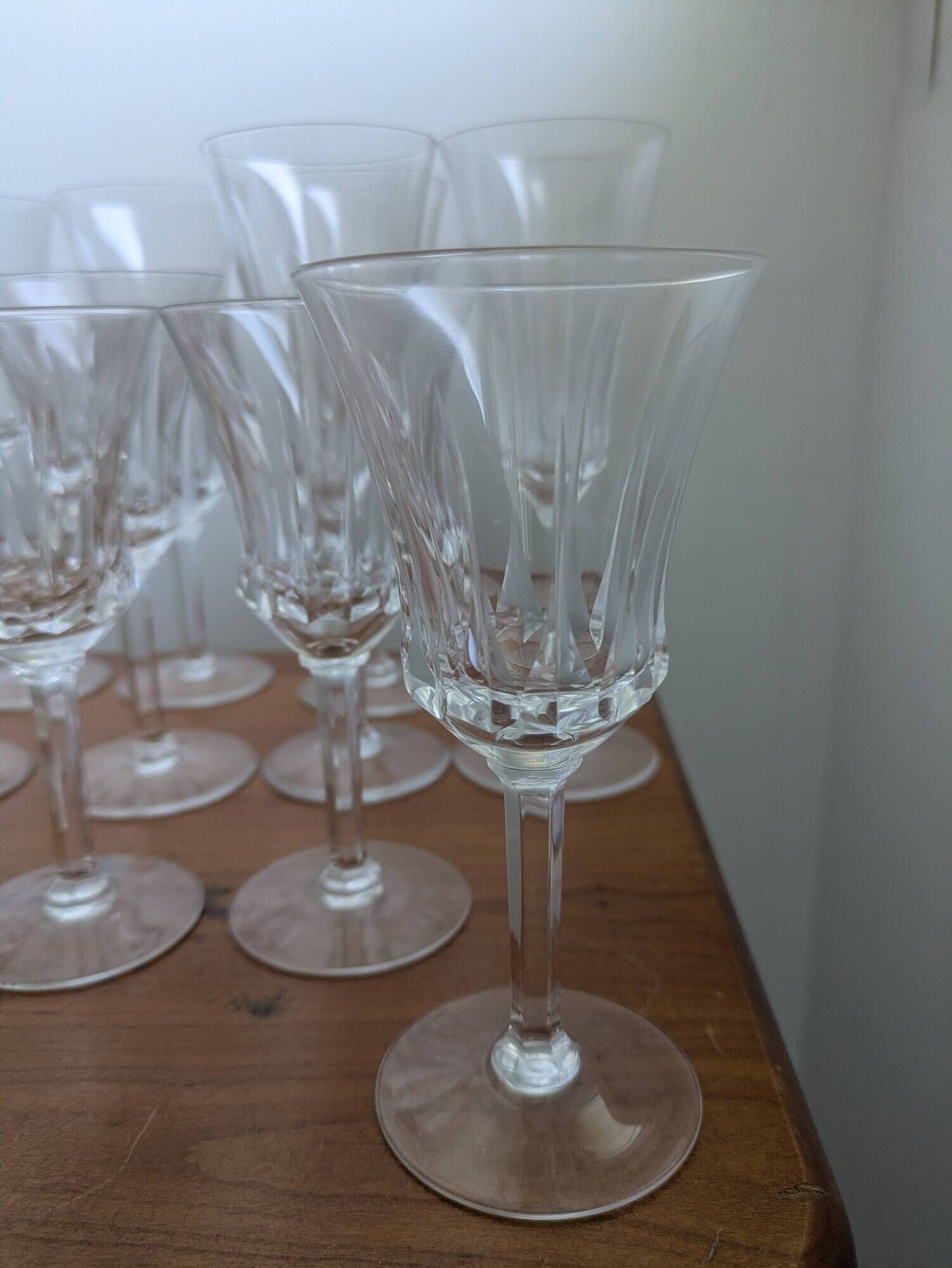 Large 19-Piece Vintage Val Saint Lambert Crystal Glassware Set