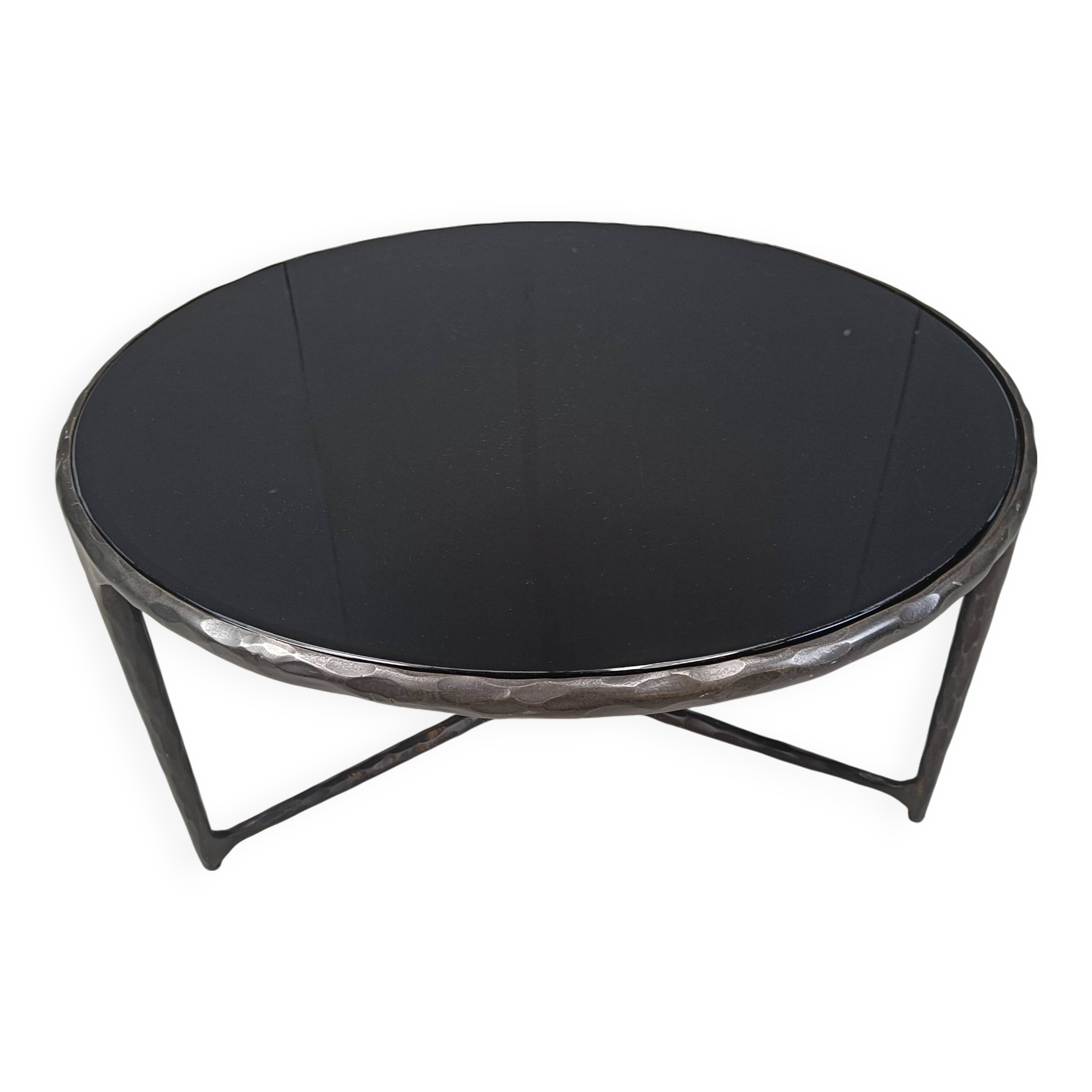 Vintage sculpted steel brutalist coffee table, 1970s