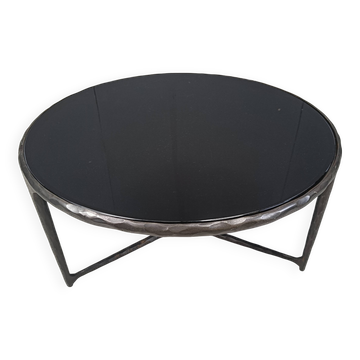 Vintage sculpted steel brutalist coffee table, 1970s