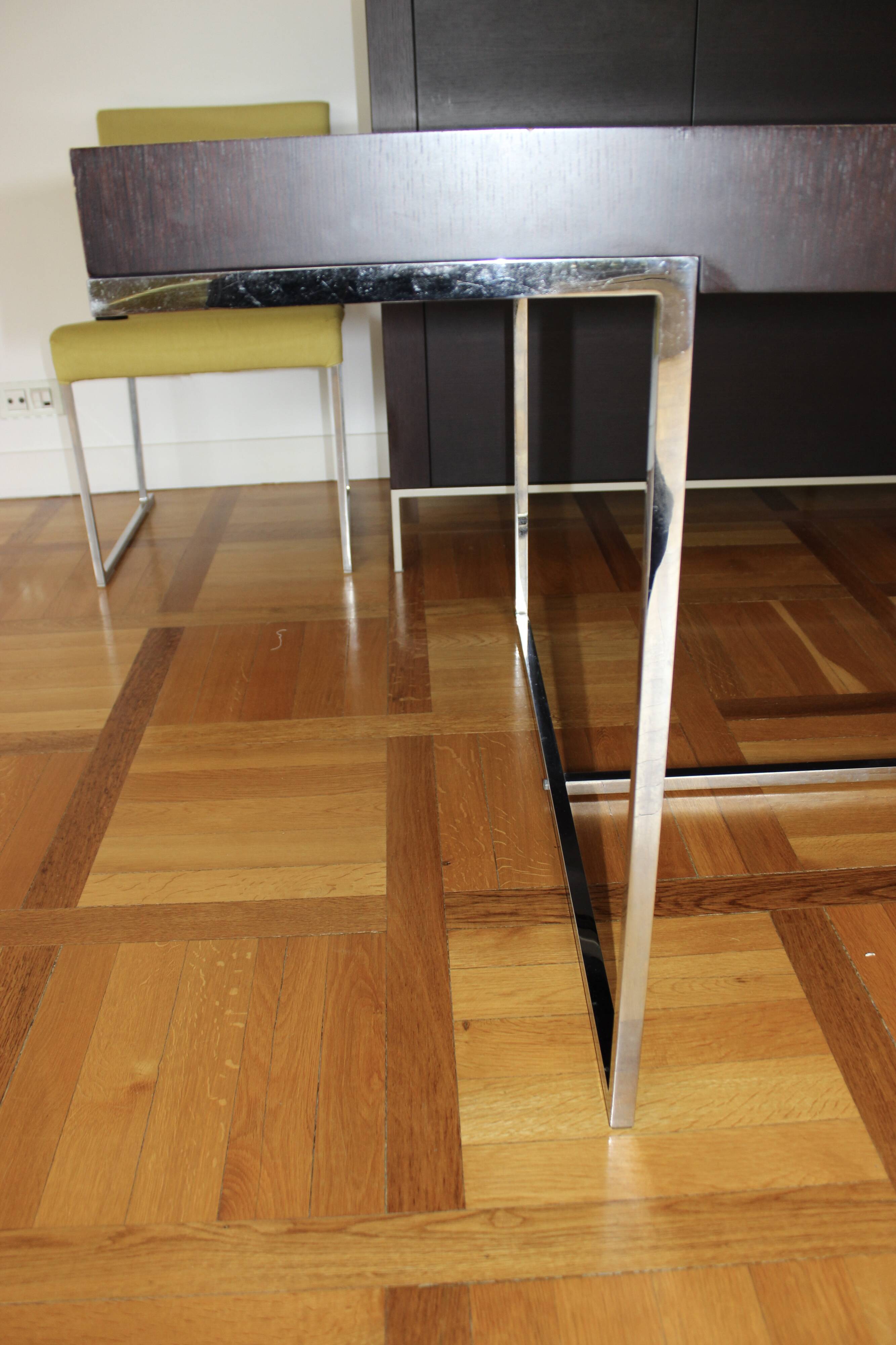 B&B Italia Maxalto - Athos table in wenge, chrome legs - design by Paola Piva.