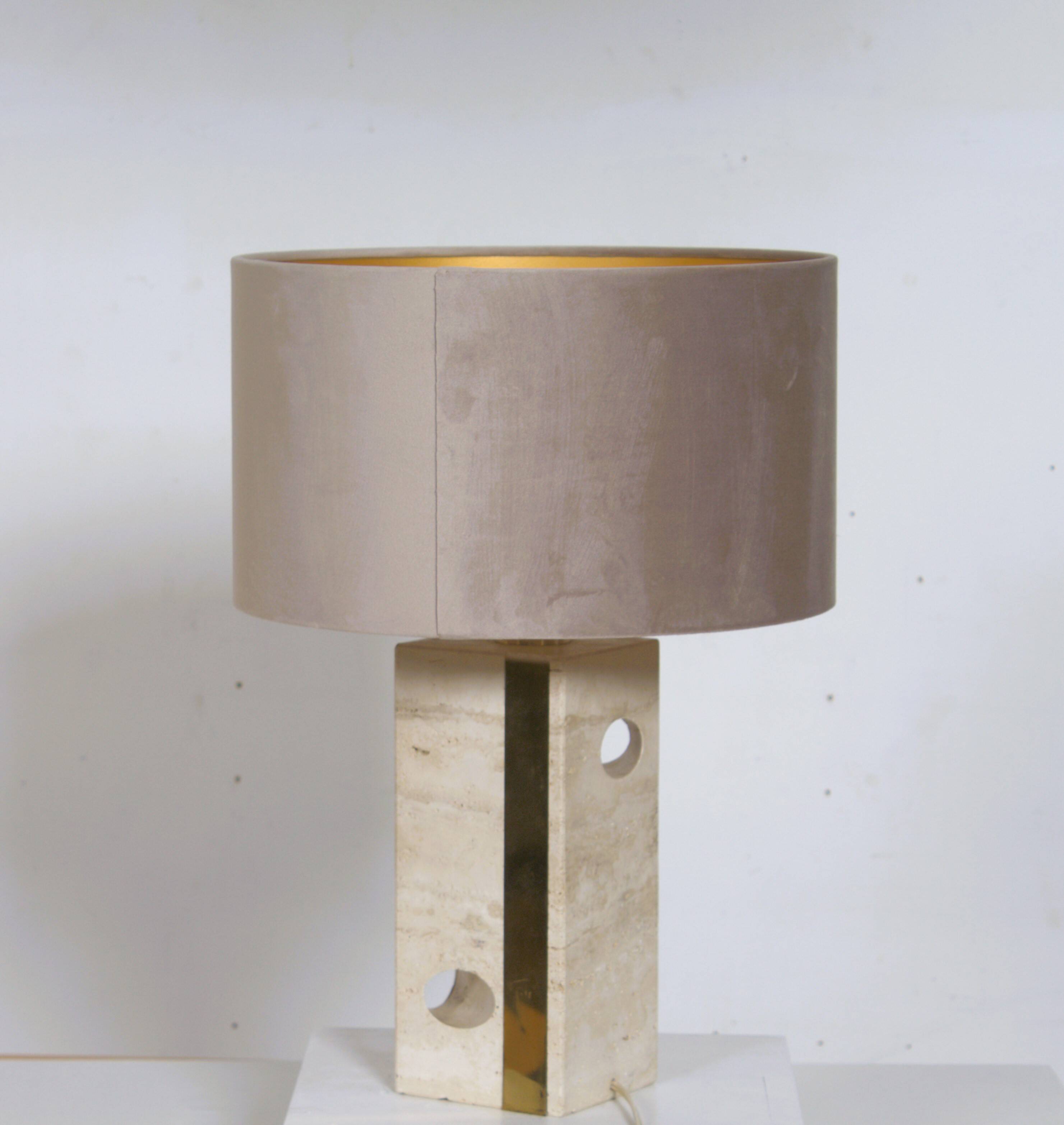 Vintage travertine table lamp attributed to Fratelli Mannelli, Italy, 1970s