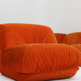 Airborne sectional sofa 'Patate' in orange corduroy, set of 7