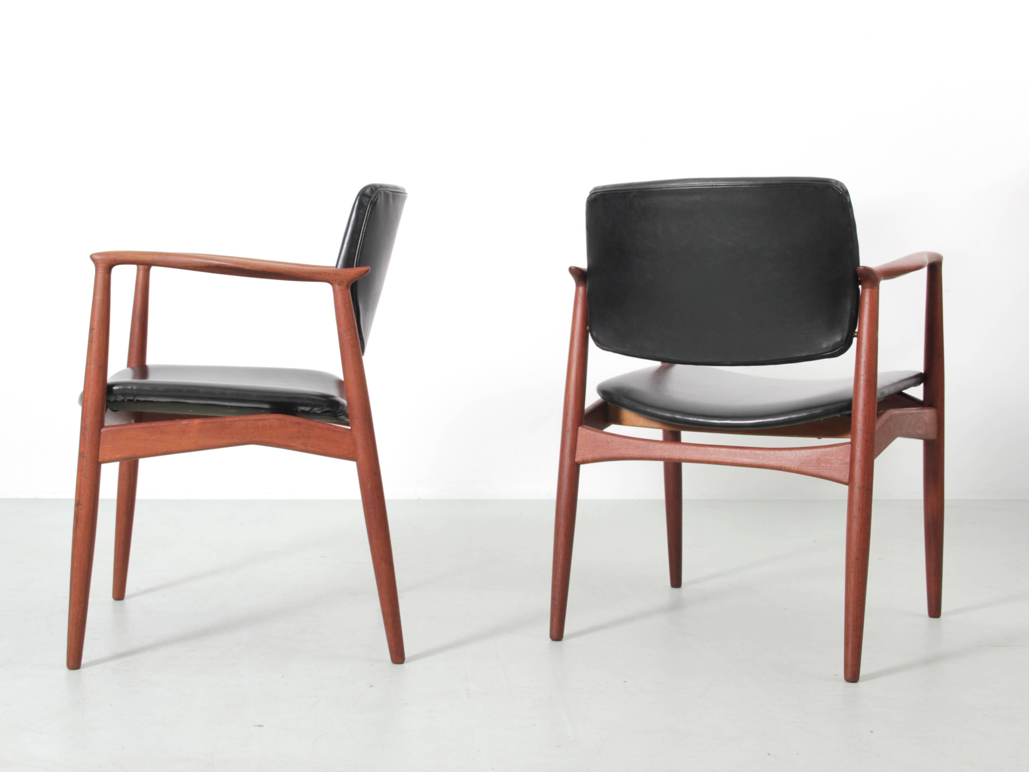 Pair of Scandinavian teak armchairs, model 66