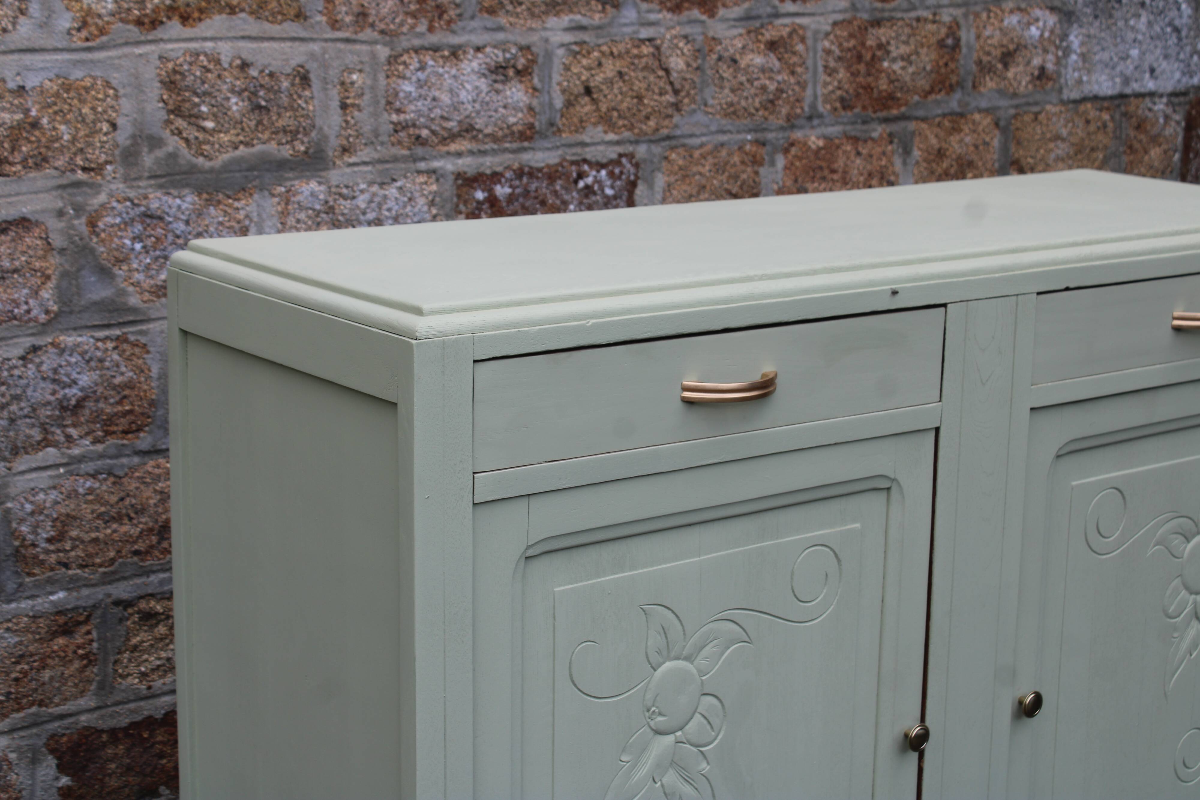 Buffet vintage Art Déco rénové • Vert Lézard Pure & Paint