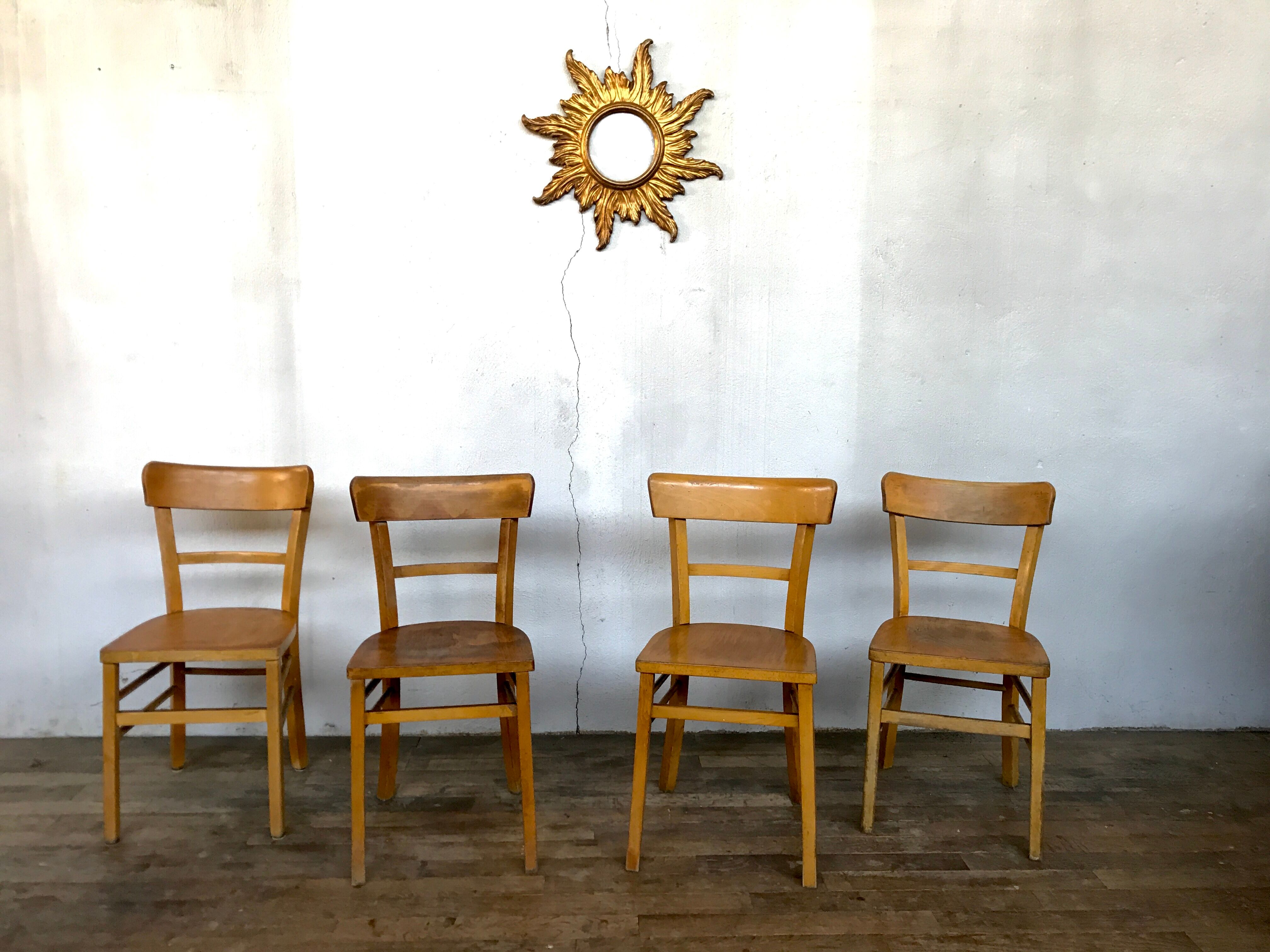 Série 4 chaises en bois troquet bistrot brasserie vintage 1950