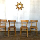 Série 4 chaises en bois troquet bistrot brasserie vintage 1950