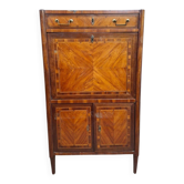 Secretary with a drop-down front in marquetry, Louis XVI period, late 18th century.