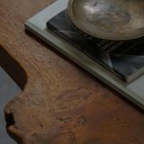 Mid-century Scandinavian coffee table made of solid elm wood, wabi-sabi style, 1960s.