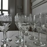 Lot of 9 wine glasses engraved in crystal