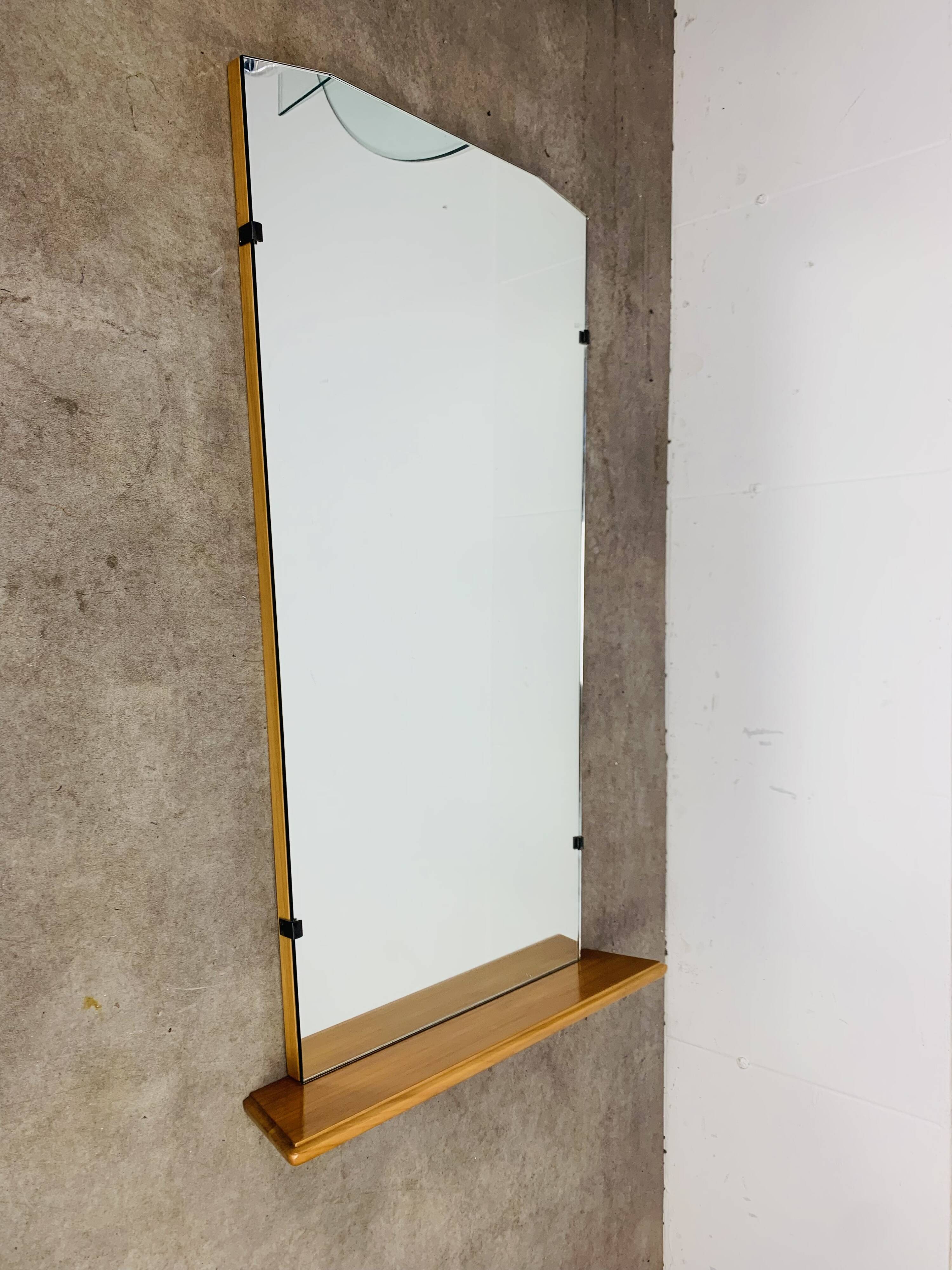 Mirror with wooden shelf, 1960s, vintage