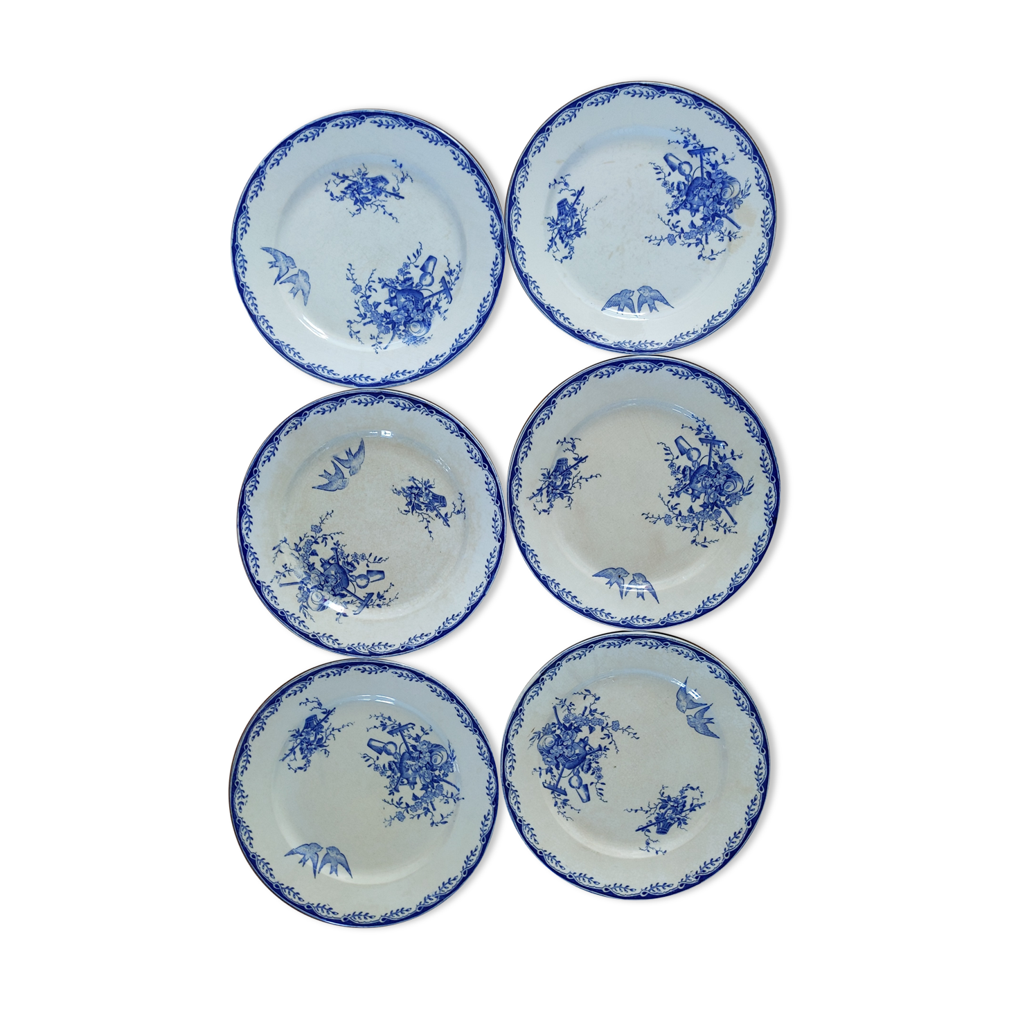 Old plates earth of iron Sarreguemines Watteau vintage retro