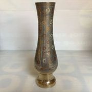 Large vase with worked brass flowers