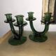 Pair of blown glass candlesticks