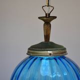 Set of 2 charming vintage Murano blue glass pendant lights, 1960