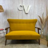 Yellow velvet sofa