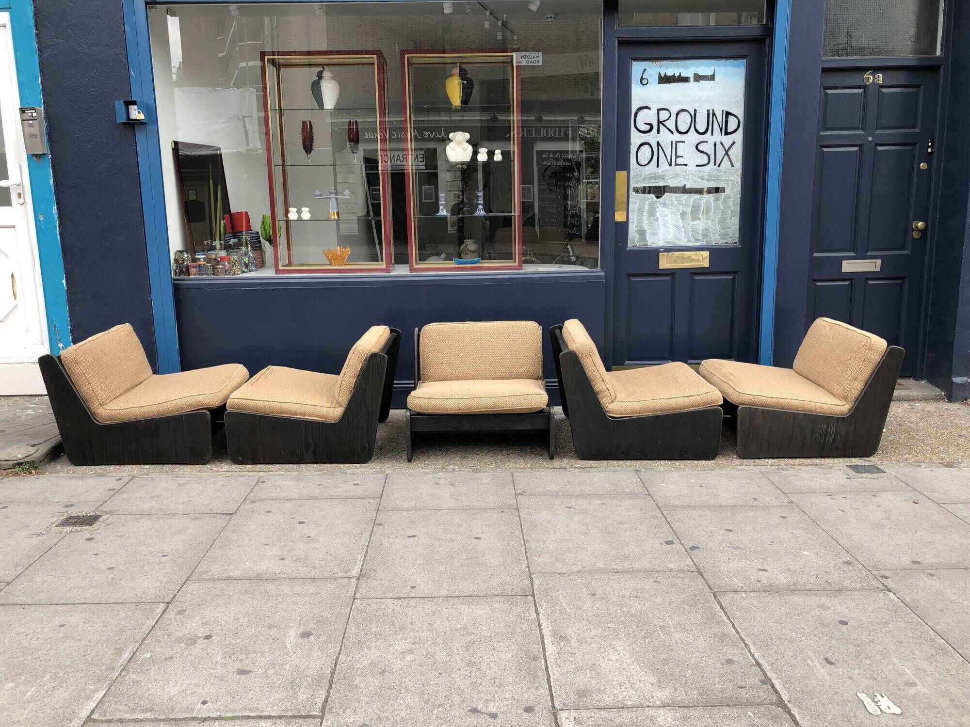 2 carl straub modular lounge armchairs vintage 1970s boucle sofa midcentury 1960s