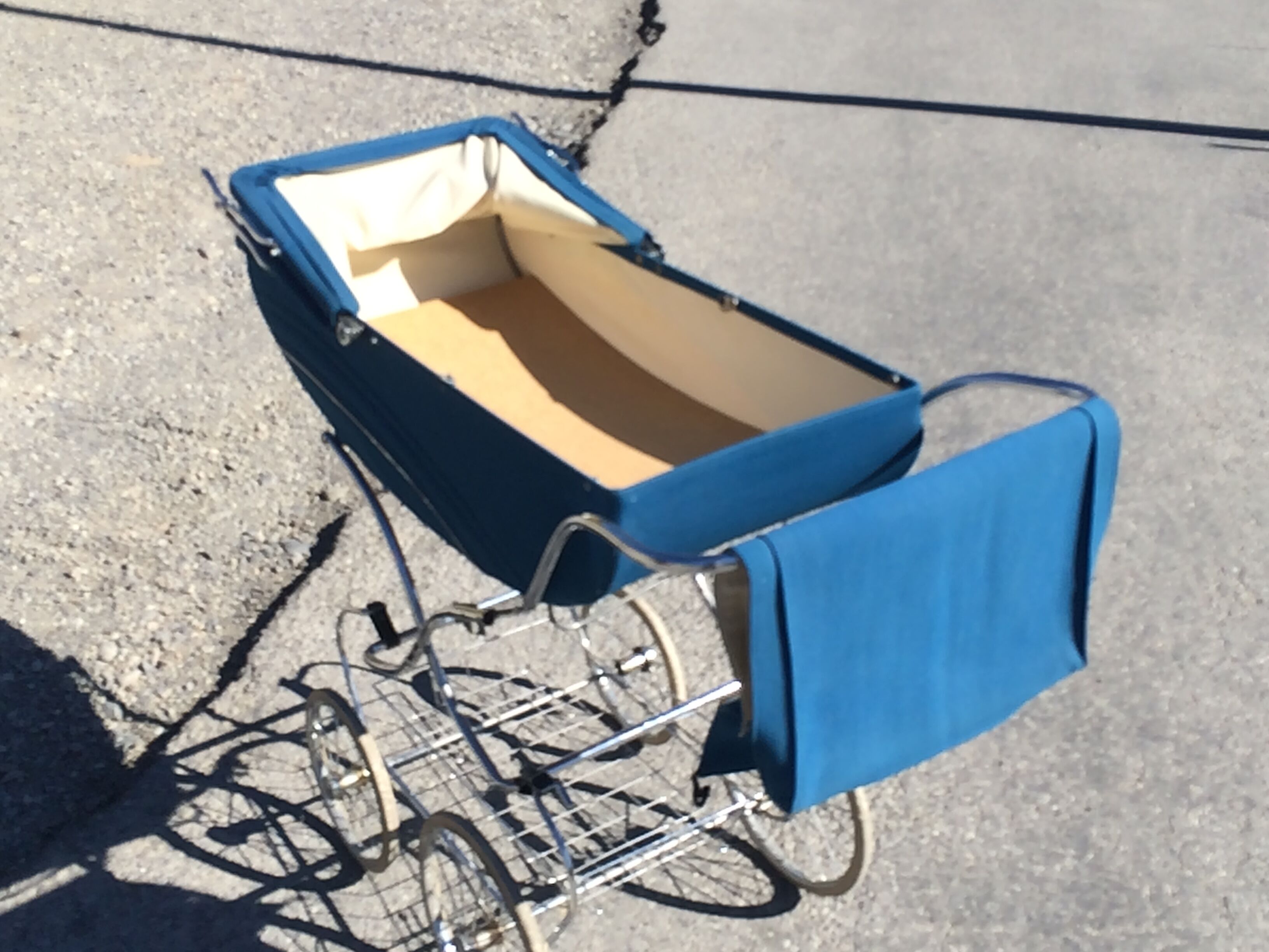 Vintage Landau Aubert duck blue velvet - 70s