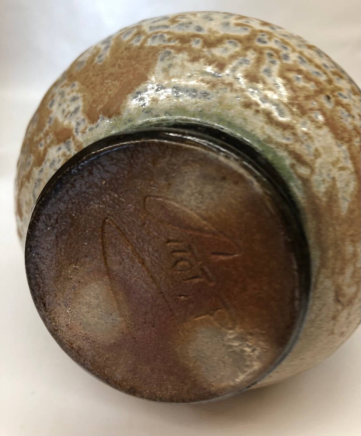 Belgian flamed salt-glazed stoneware pitcher by Pitot