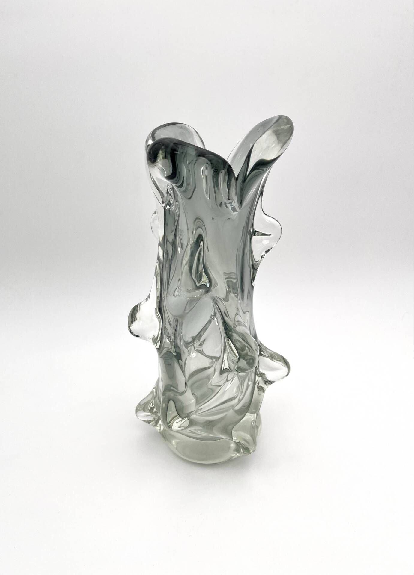 Large Murano Vase Smoked Glass Sculptural 31.5cm 3.1kg