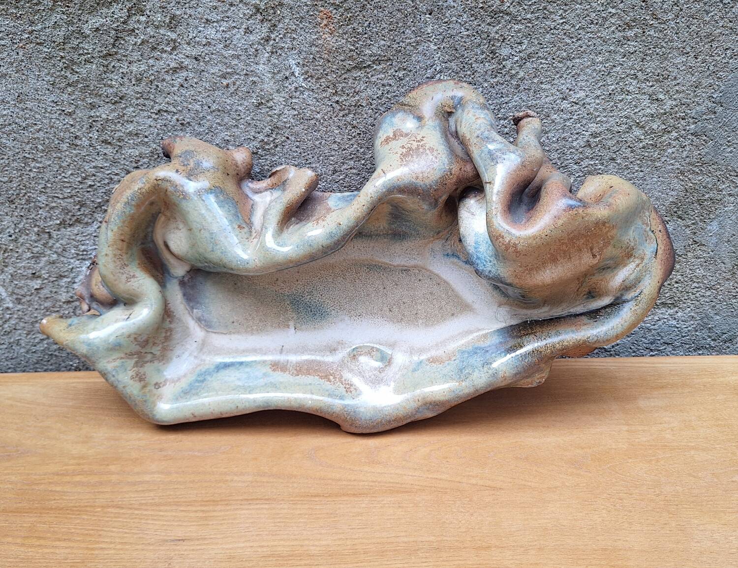 Free-form ceramic trinket tray by Alain and Nadia Pinel