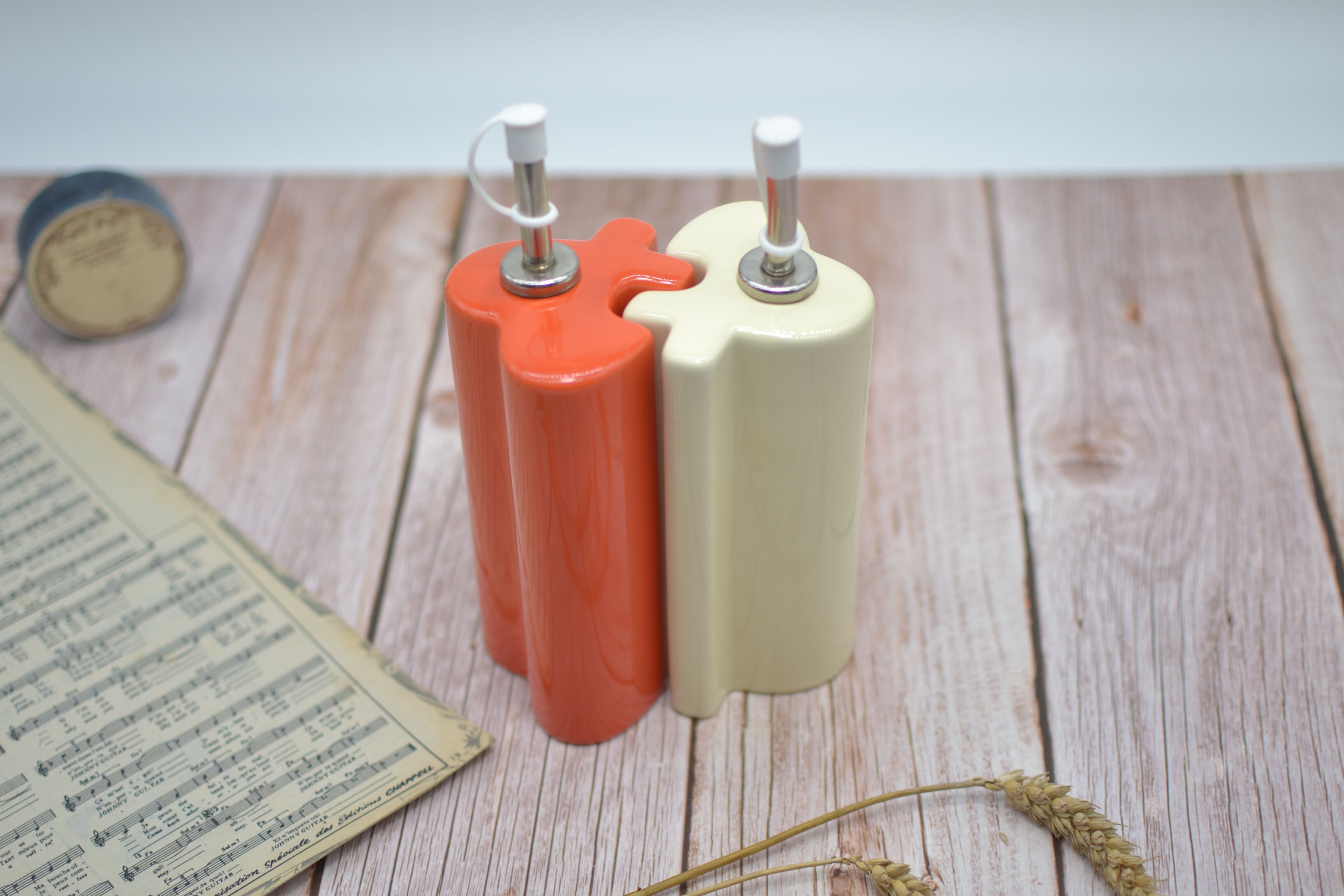 Duo of bottles oil and vinegar Amadeus interlocking