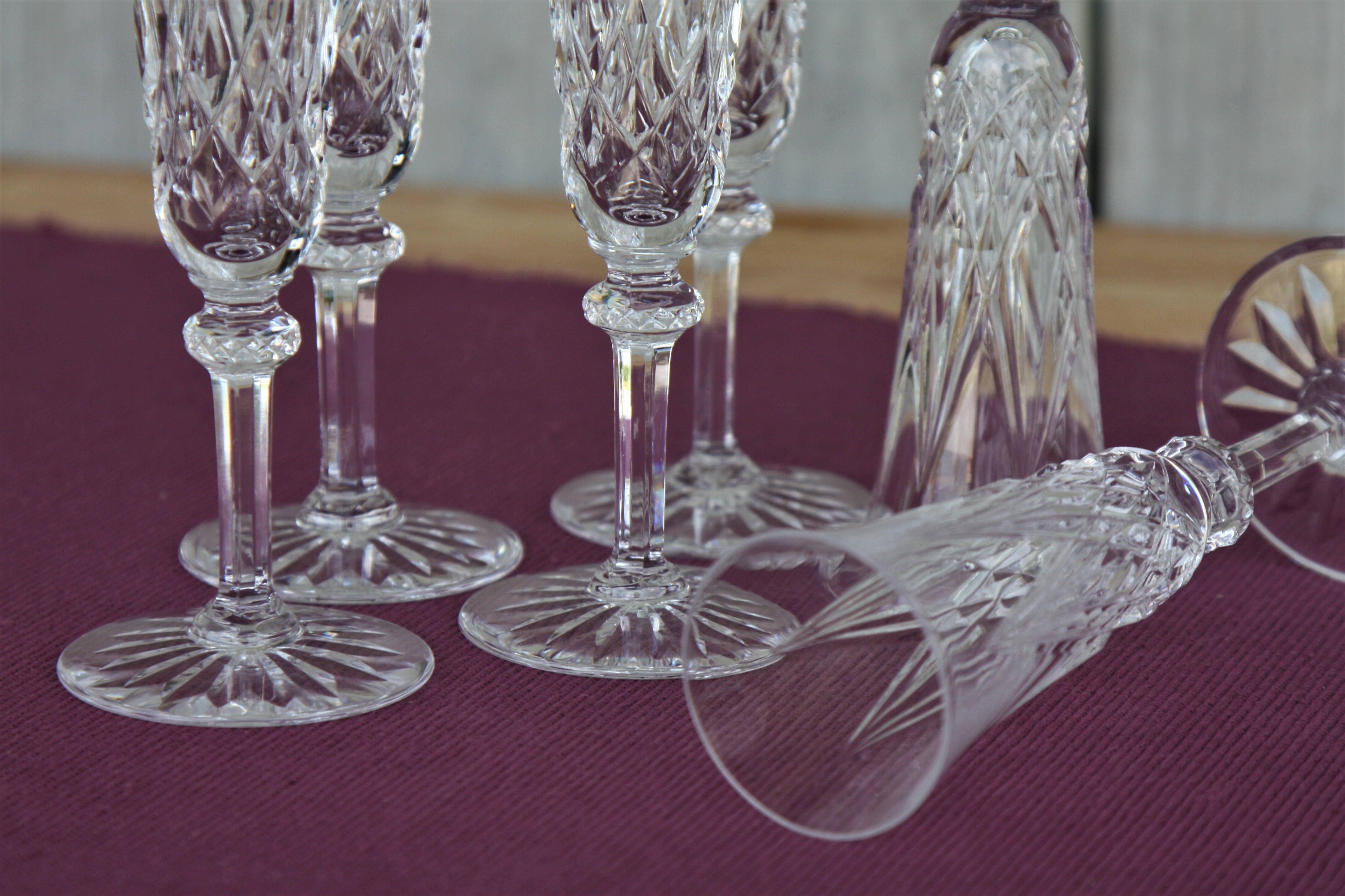 Sammy model series of 6 St. Louis Crystal champagne flutes