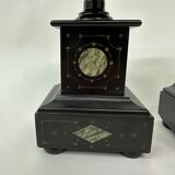 Set of 2 antique black marble candle stands, 1930's Art deco