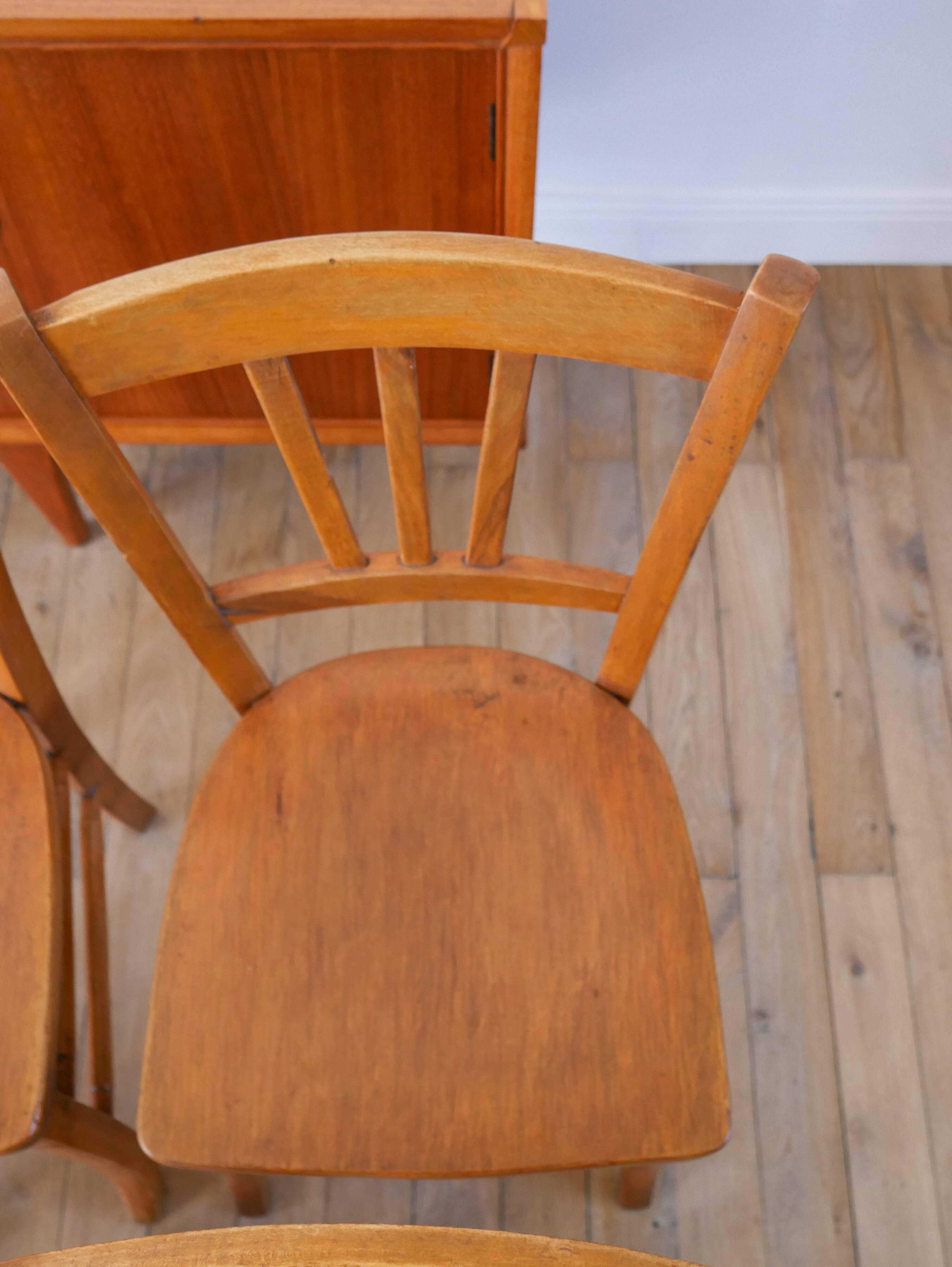 Set of 6 Luterma wooden bistro chairs 1950