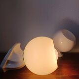 Pair of porcelain and opaline wall lights in Art Deco style