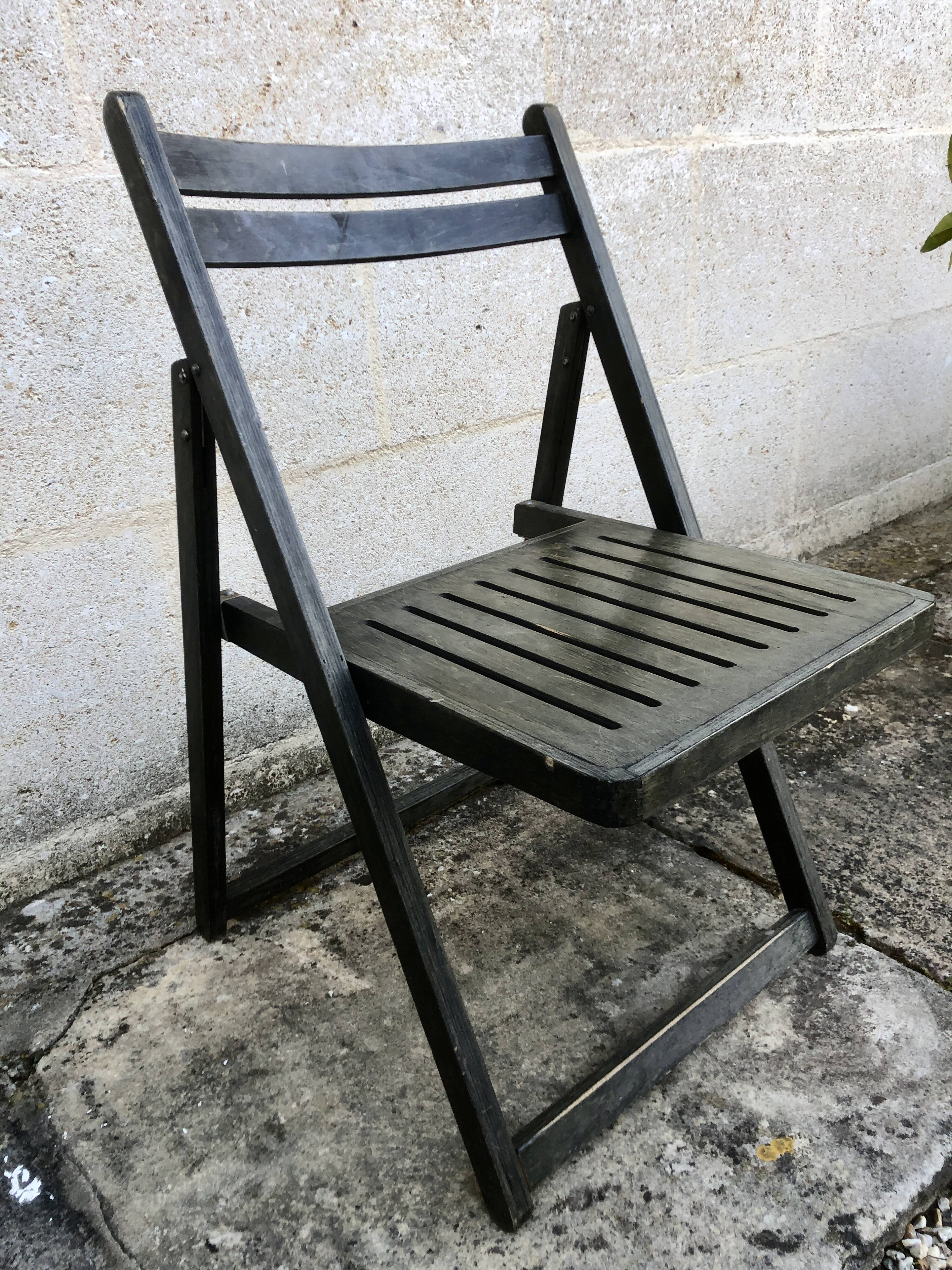 Chaise pliante bois noire