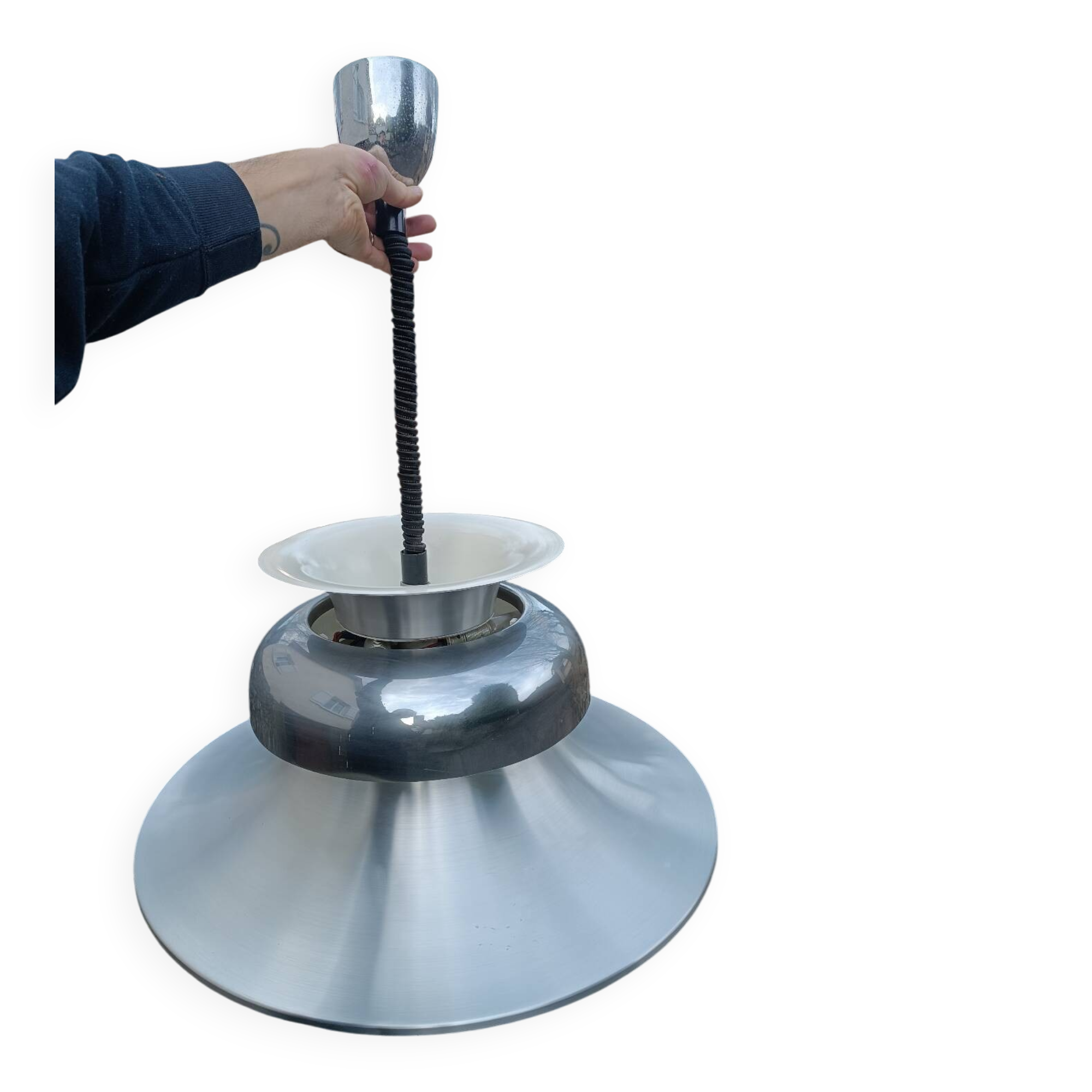 Scandinavian aluminum pendant lamp from the 1960s/70s
