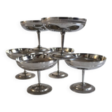Set of 6 chrome-plated metal ice cream cups