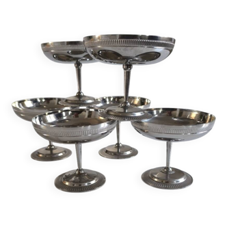 Set of 6 chrome-plated metal ice cream cups