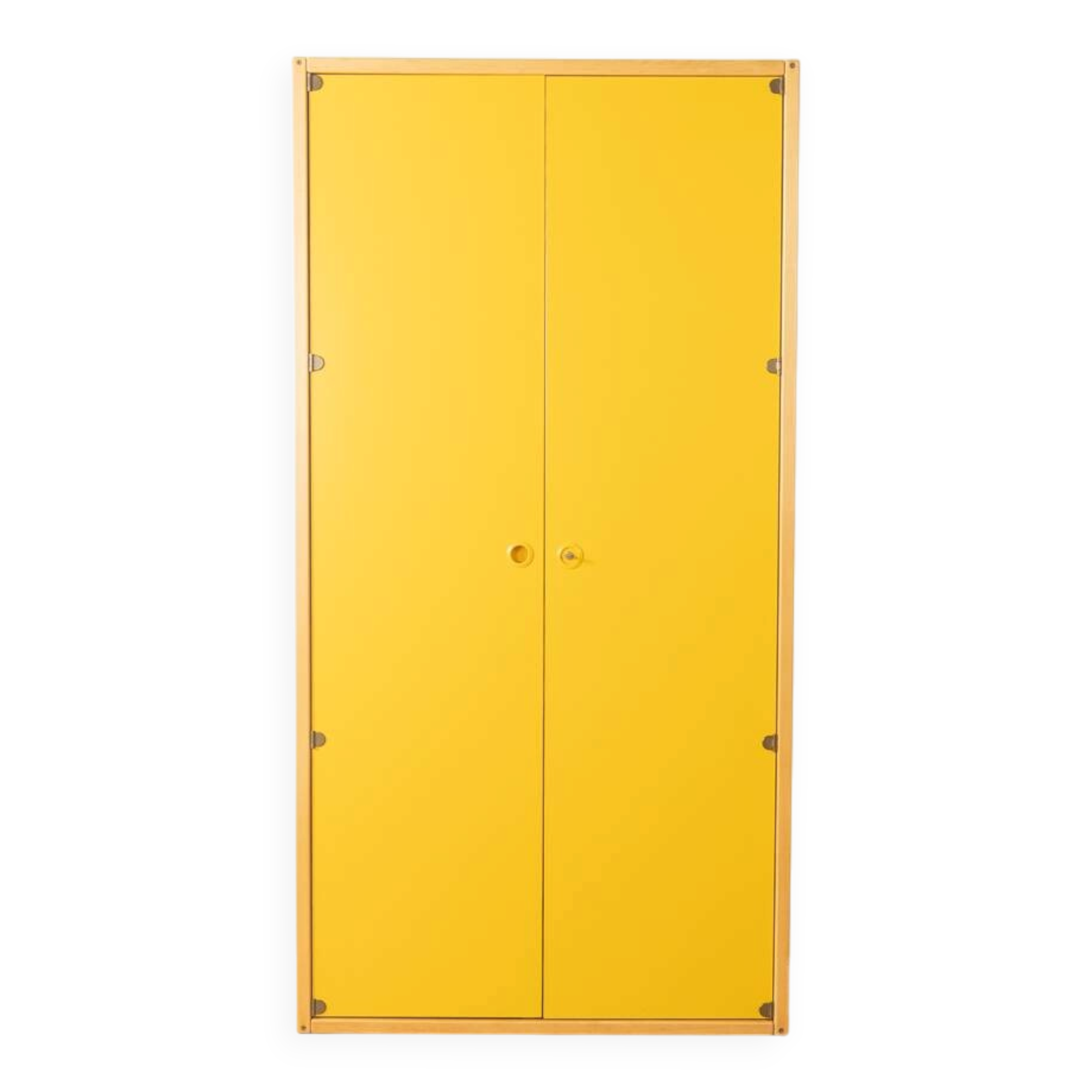 Wardrobe from the Profilsystem collection by Flötotto, 1970s, yellow HPL, beech frame
