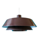 Brown lacquered pendant light, taklampa model by "e.s.horn", Denmark 1970